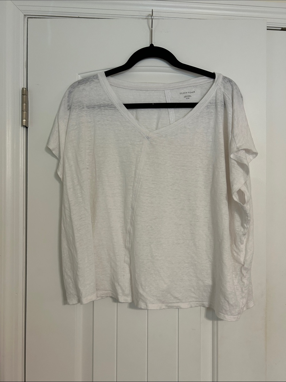 Eileen Fisher Soft White V-Neck Short Sleeve Tee